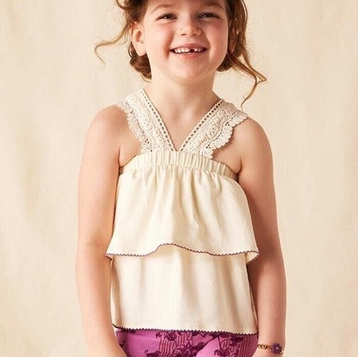 Matilda Jane Enchanted Garden Coconut Cotton Tank with Lace Detail Girls Size 8