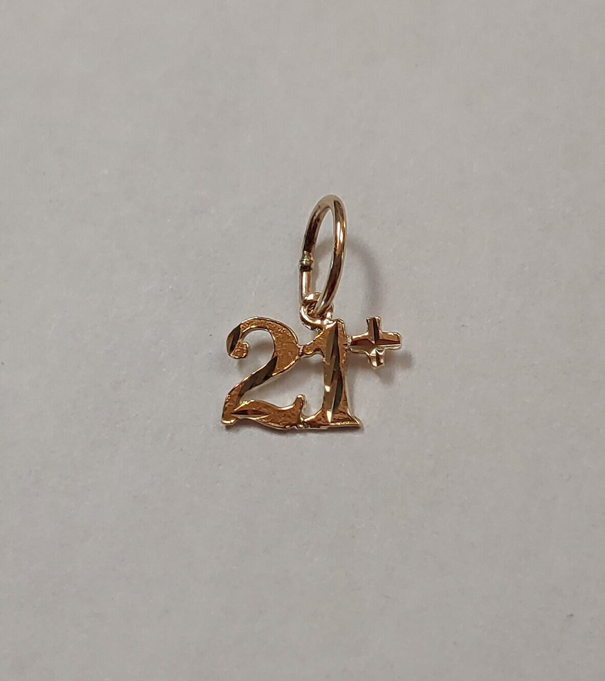 New 14k Yellow Gold Tiny 21+ Charm Pendant