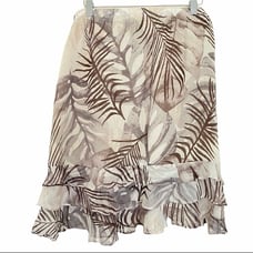 ST. JOHN Collection By Marie Gray. Brown Leaf Pattern Yoke-Waist Skirt Size 10