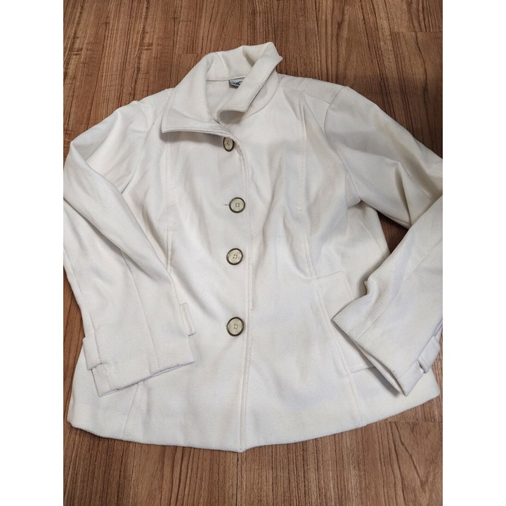 Chicos Jacket Coat Fleece Cream White Womens Size 2 Medium