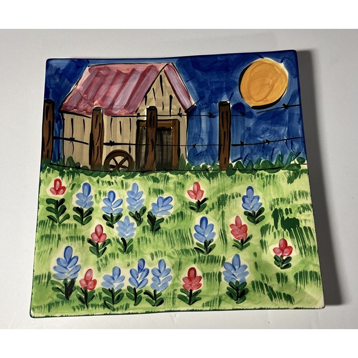 2006 Gail Pittman Signed Ceramic Square Platter MD Anderson Cancer Center