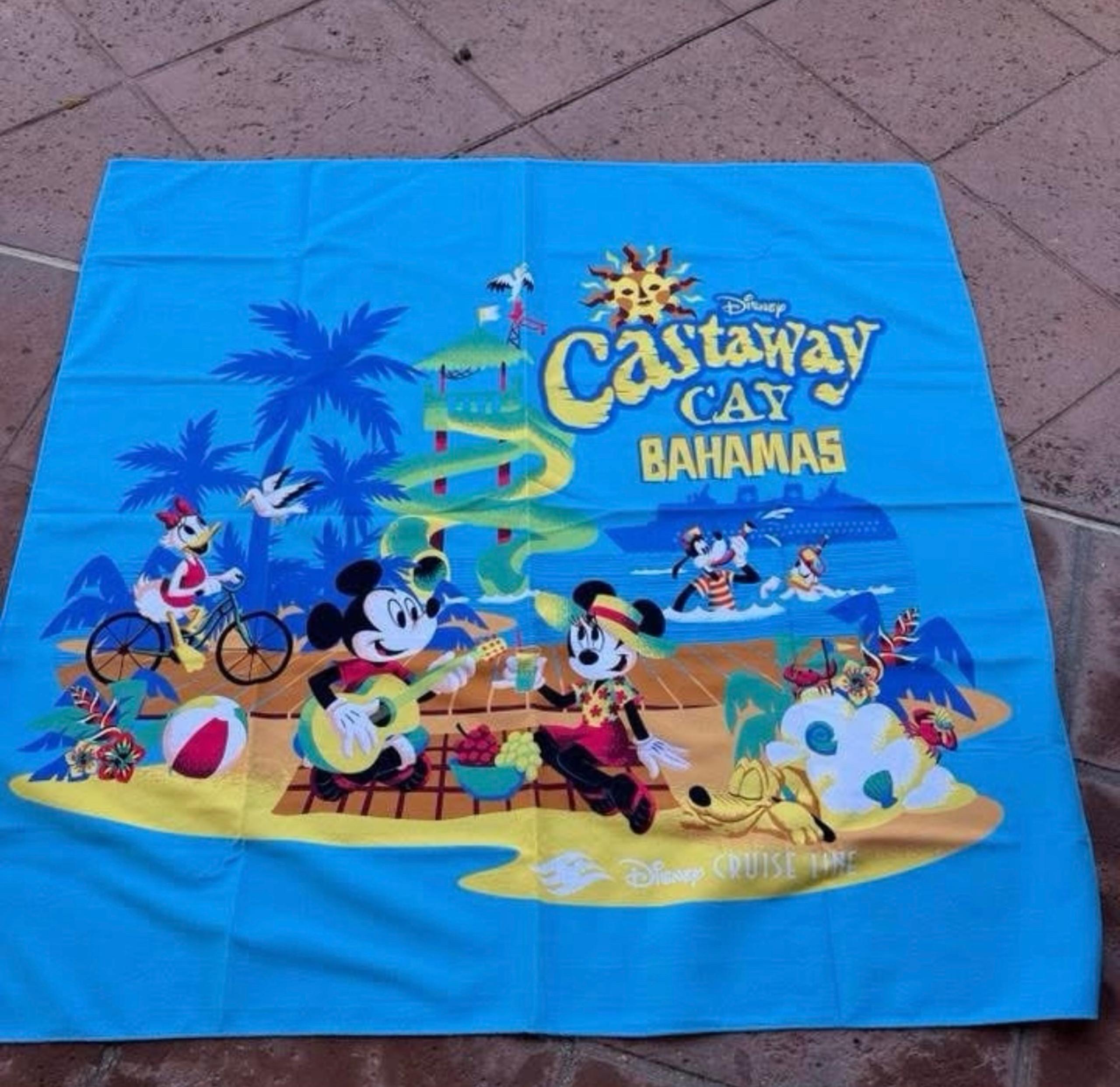 Disney Cruise Line Castaway Beach Blanket towel ~72x72 inches NEW