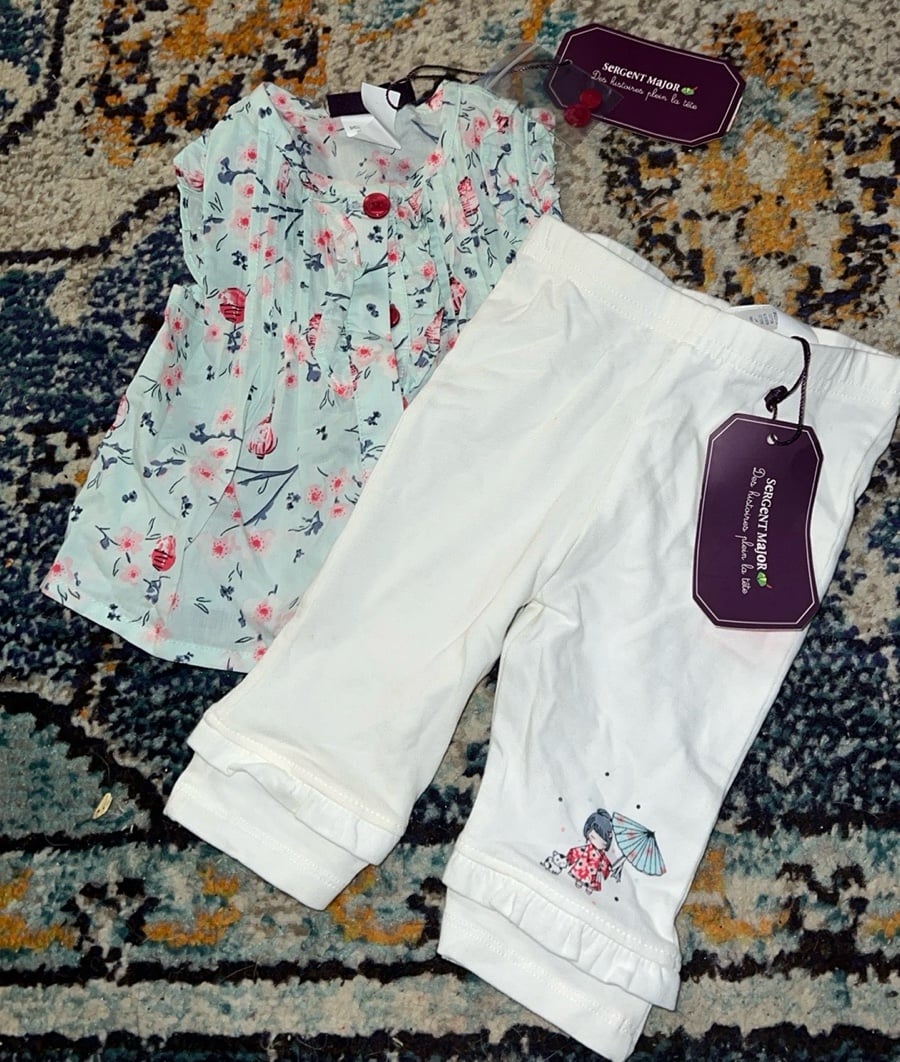 French kids clothing brand SERGENT MAJOR 2 piece NWT set 3 months. Mint green