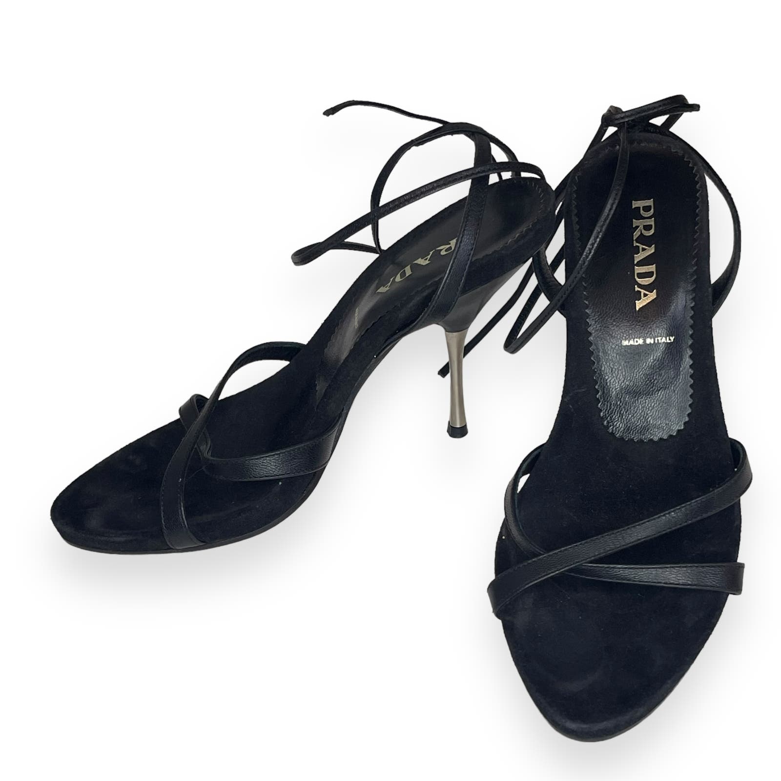 PRADA Mary Jane Strappy Black Leather Heels