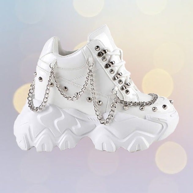 NEW Anthony Wang - POMEGRANATE 01 Daring White Platform Sneakers