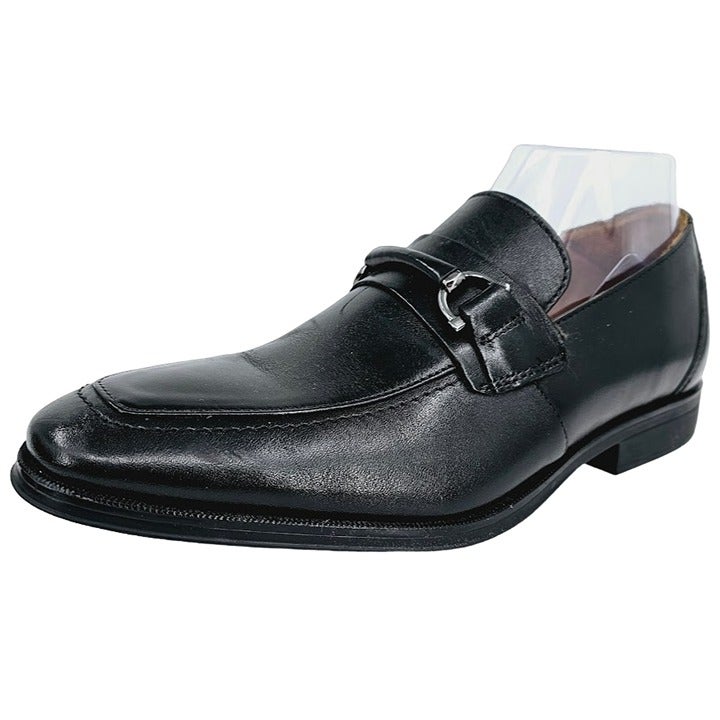 Clarks 7 M Gilman Bit Loafers Black Leather Almond Toe Slip On Classic Comfort