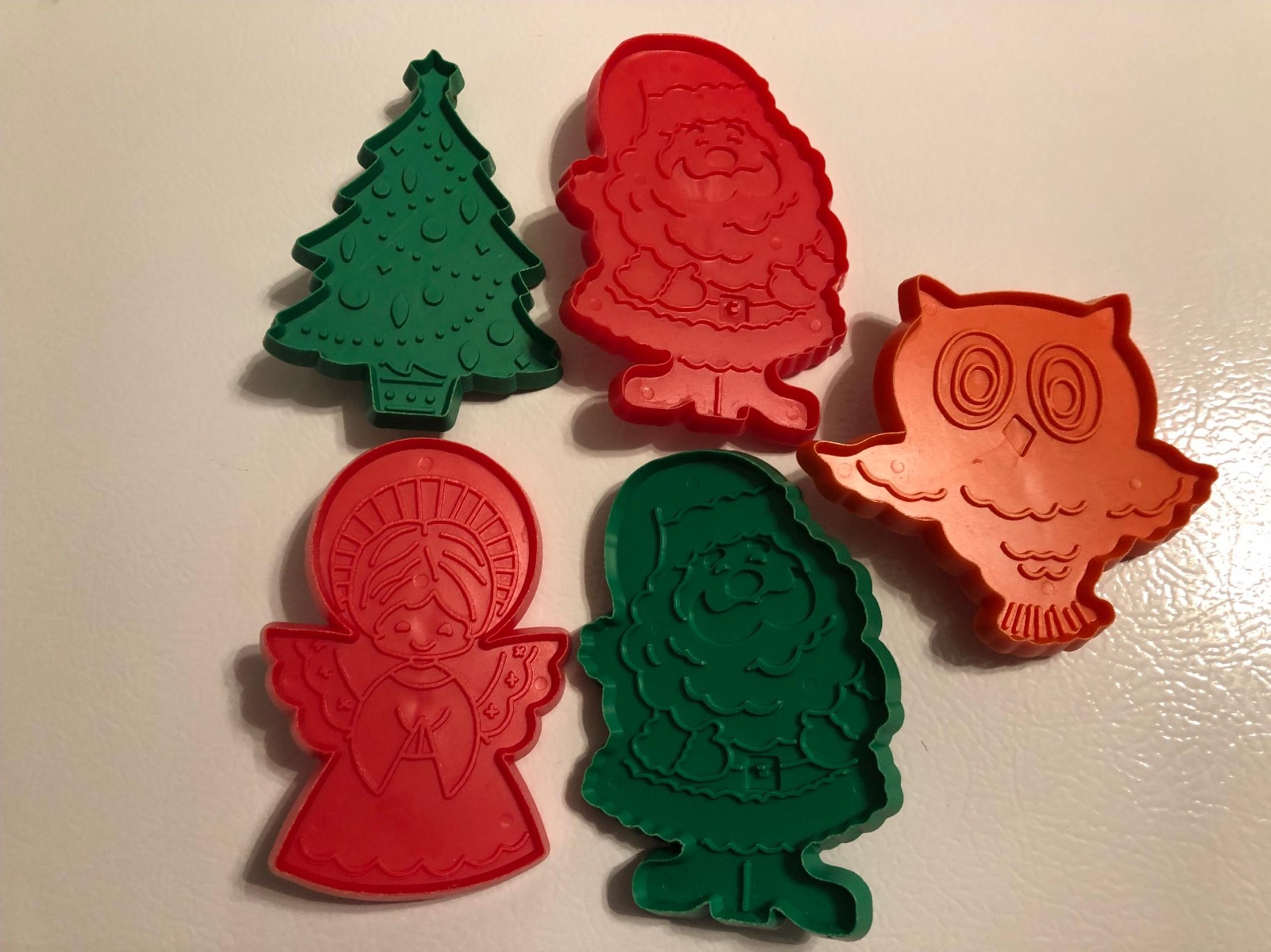 Hallmark 5 Vintage Cookie Cutters Christmas Angel Tree Santa & Halloween Owl