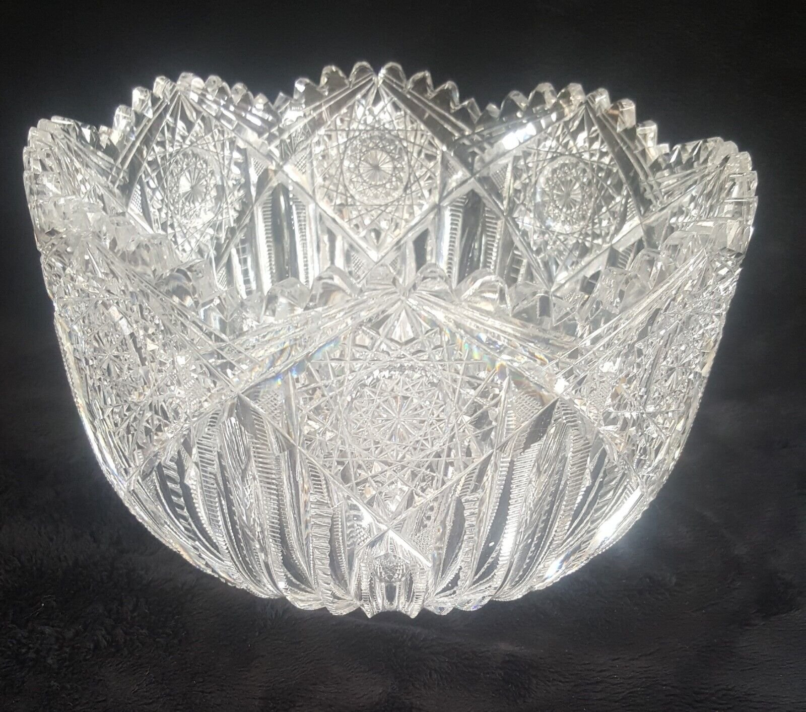 Antique 1900s ABP J Hoare - Corning, NY Deep Cut Large Serving Bowl 8 Museum