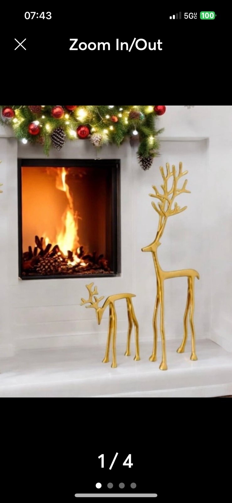 NIB Merry Moments gold reindeers set of 2 Pottery Barn Inspired