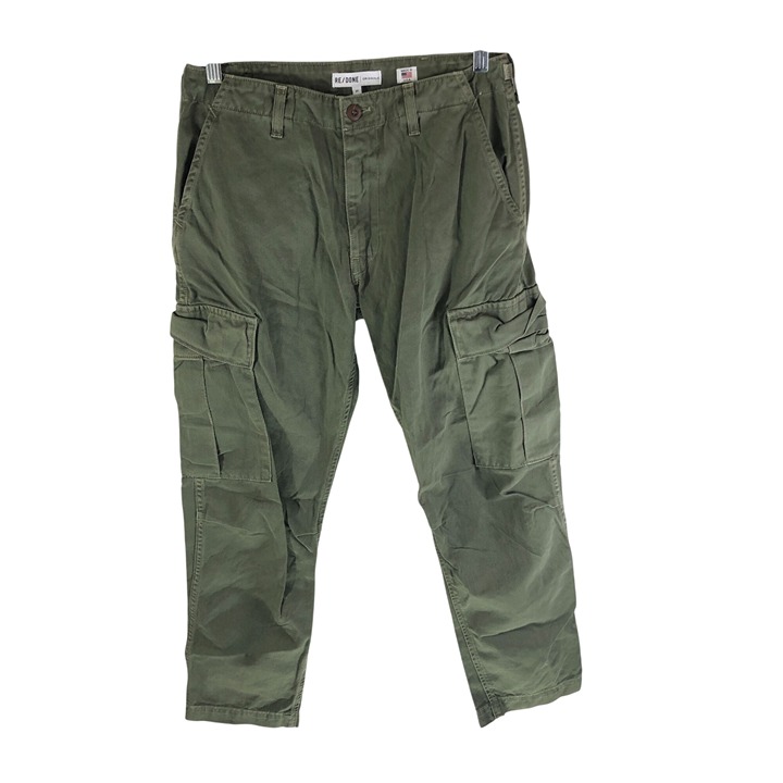 Re/Done Womens Army Cargo Pants Slim Leg Cotton Green 27
