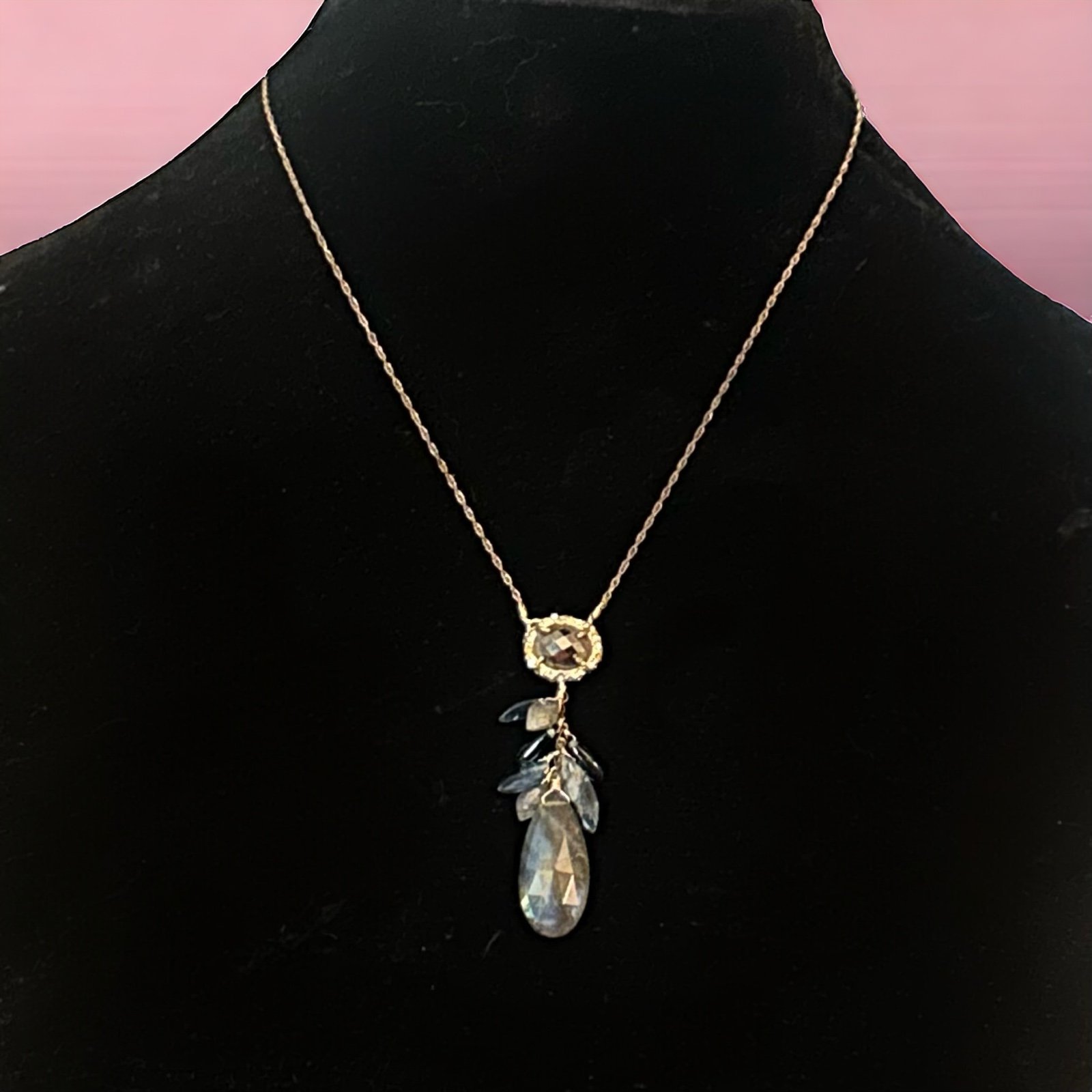 Alexis Bittar Swarovski and Labradorite cluster drop necklace