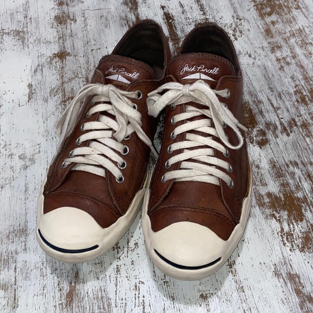 JACK PURCELL Converse Mens Low Top Sneakers Brown Leather - Size 9