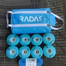 NEW LED Quad Roller Skates Luminous White Wheels Radar Wheel Bag BLUE SET