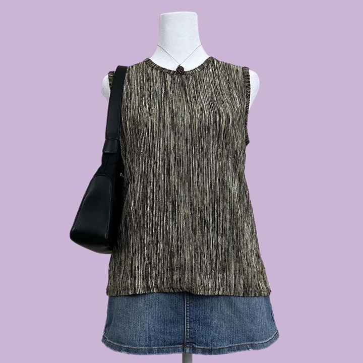 brown earth tone y2k knit sleeveless top