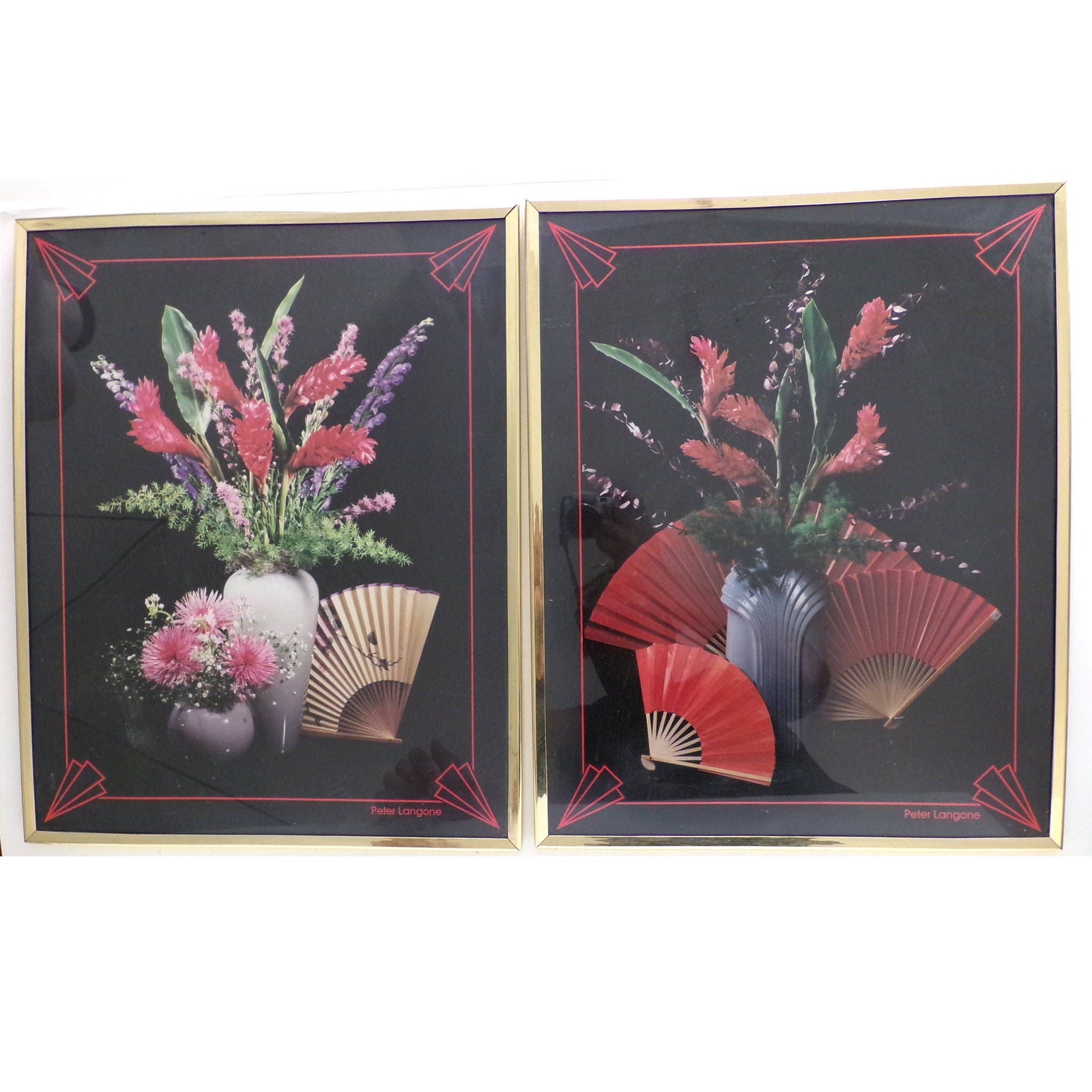 80's Peter Langone Asian Floral Arrangement Posters