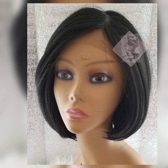 Human hair bob cut lace front wig