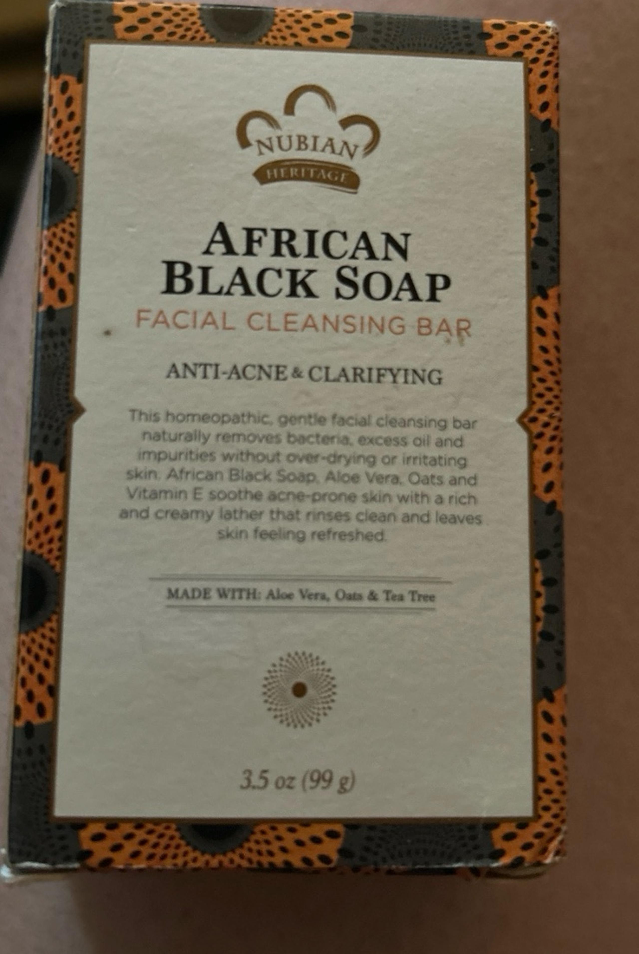 Nubian Heritage African Black Soap Bar Anti-Acne & Clarifying