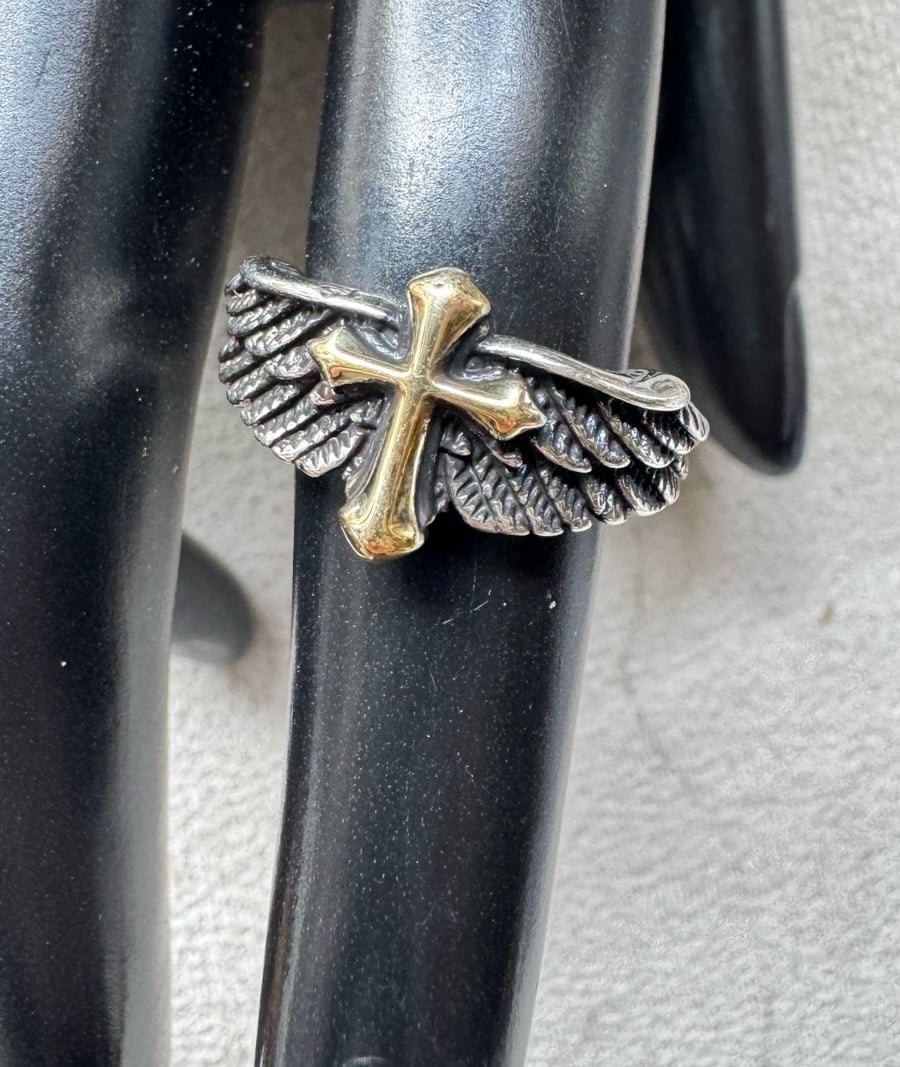 S925 Cross wings ring