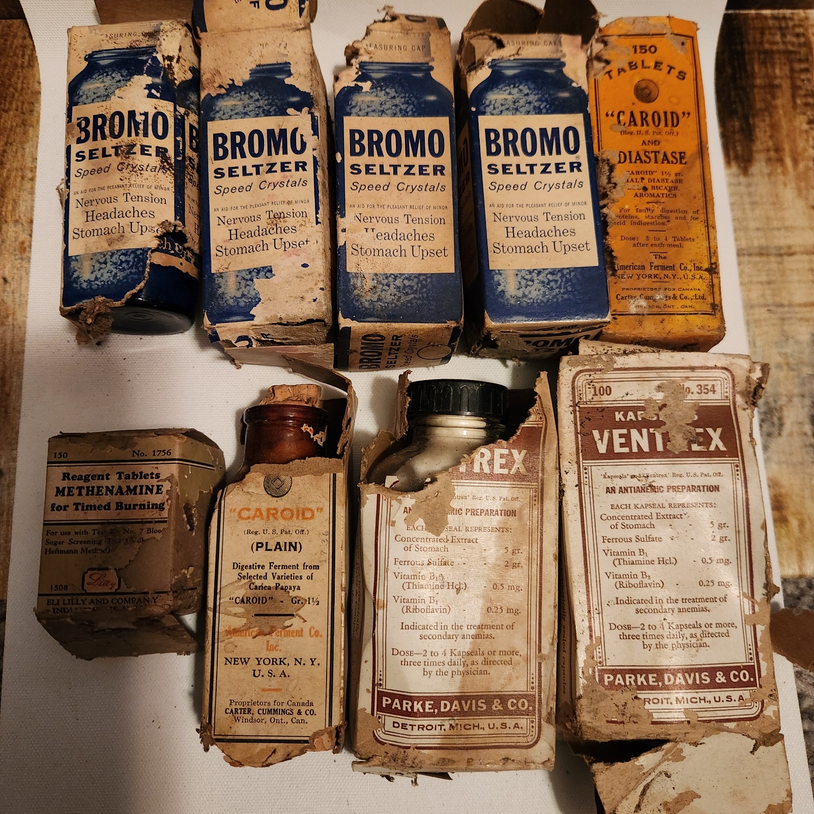 Vintage Lot Medicine Bottle Items As Found From Pharmacy In Box Apothecary Jars