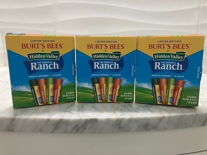 3x Burt’s Bees x Hidden Valley Ranch® Dippers Lip Balm 4 Pack (BUNDLE OF 3)
