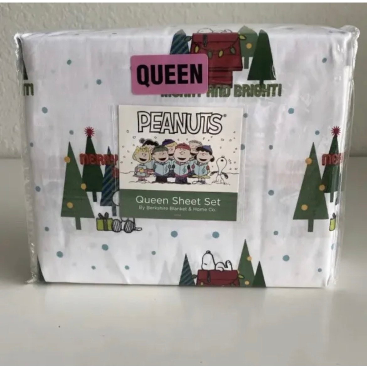 Berkshire Peanuts Snoopy Queen 3 Piece Sheet Set New Christmas Holiday