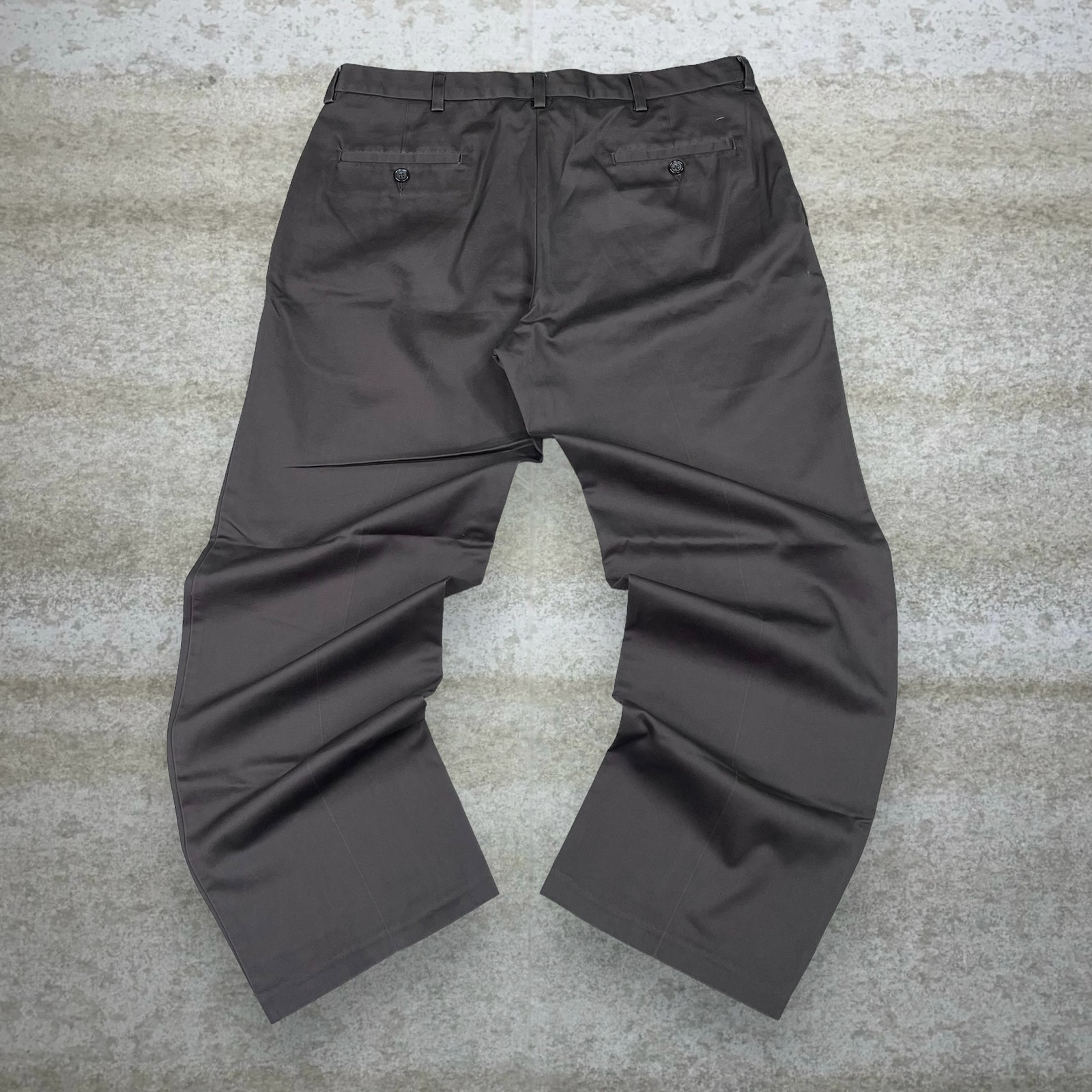 Haggar Khakis Pants Mocha Brown Baggy Wide Leg Fit Flat Front