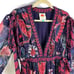 Farm Rio Tropical Shine Midi Dress Navy Blue Floral V-Neck Tiered Chiffon Sz S