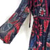 Farm Rio Tropical Shine Midi Dress Navy Blue Floral V-Neck Tiered Chiffon Sz S