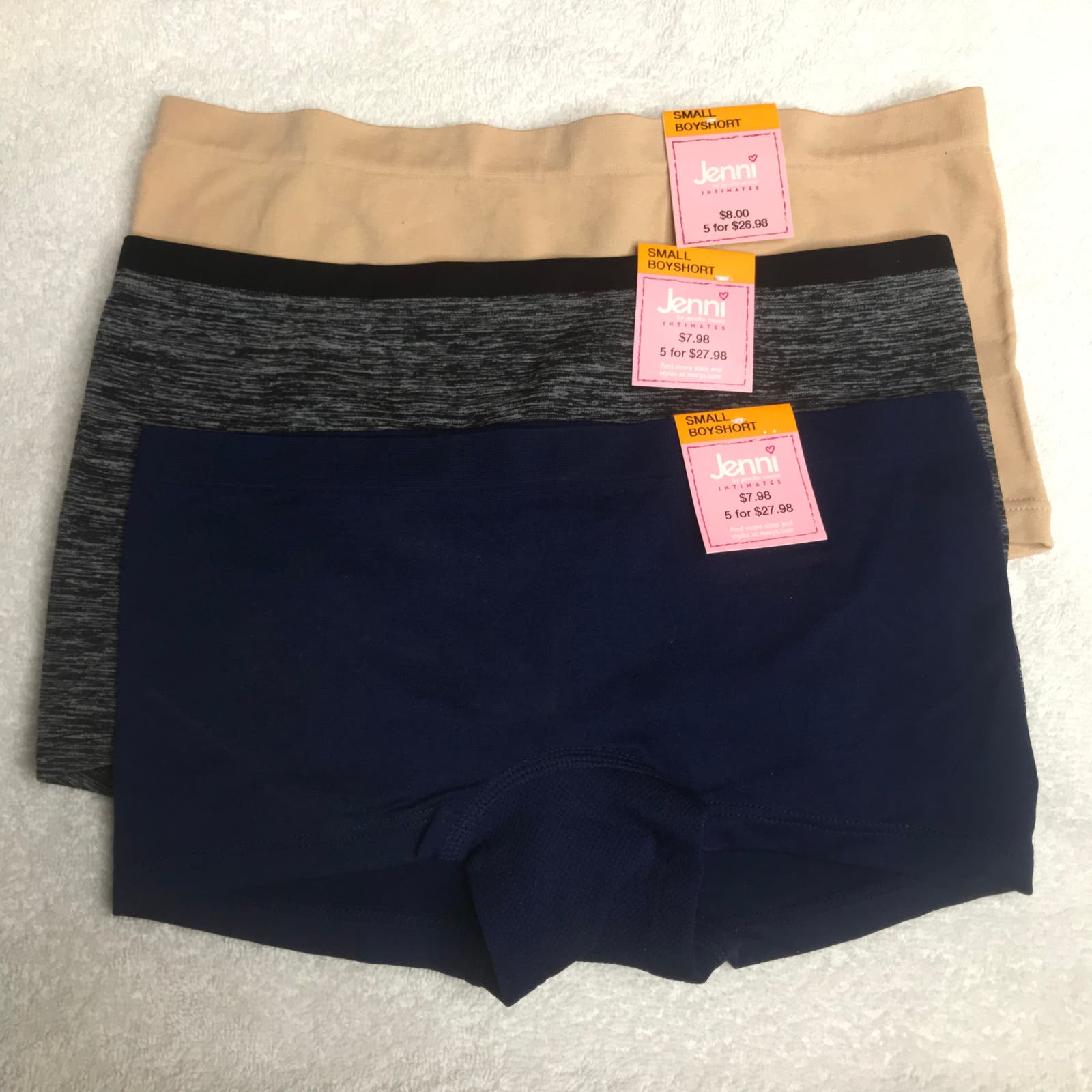 Jenni by Jennifer Moore Intimates Boyshort 3 Bundle Set Blue Black Almond Small