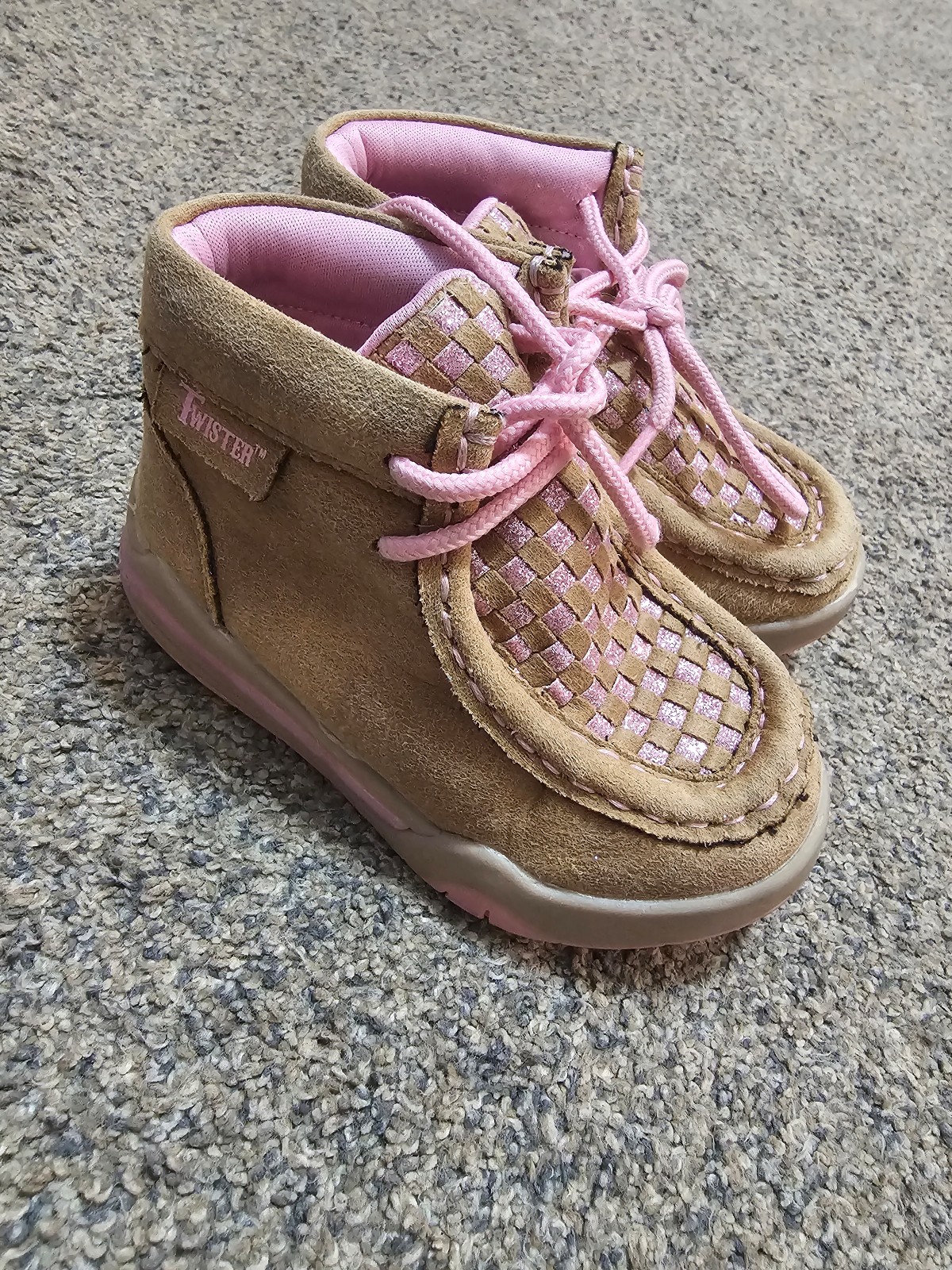 Twister Casual Shoes Girls Lauren Chukka Glitter Lace Tan