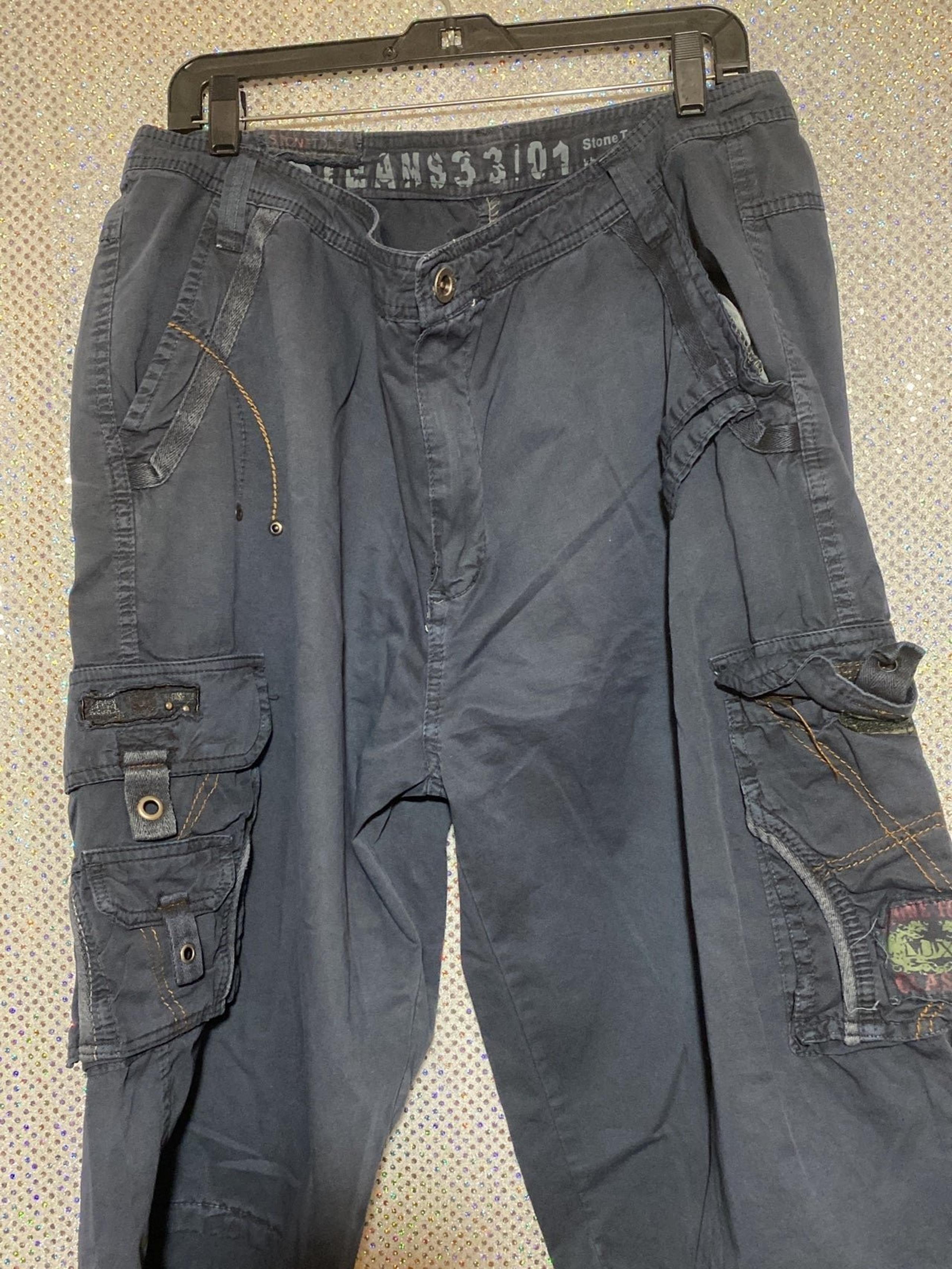 mens new patchwork five pocket cargo shorts, size 40 - Stone Touch