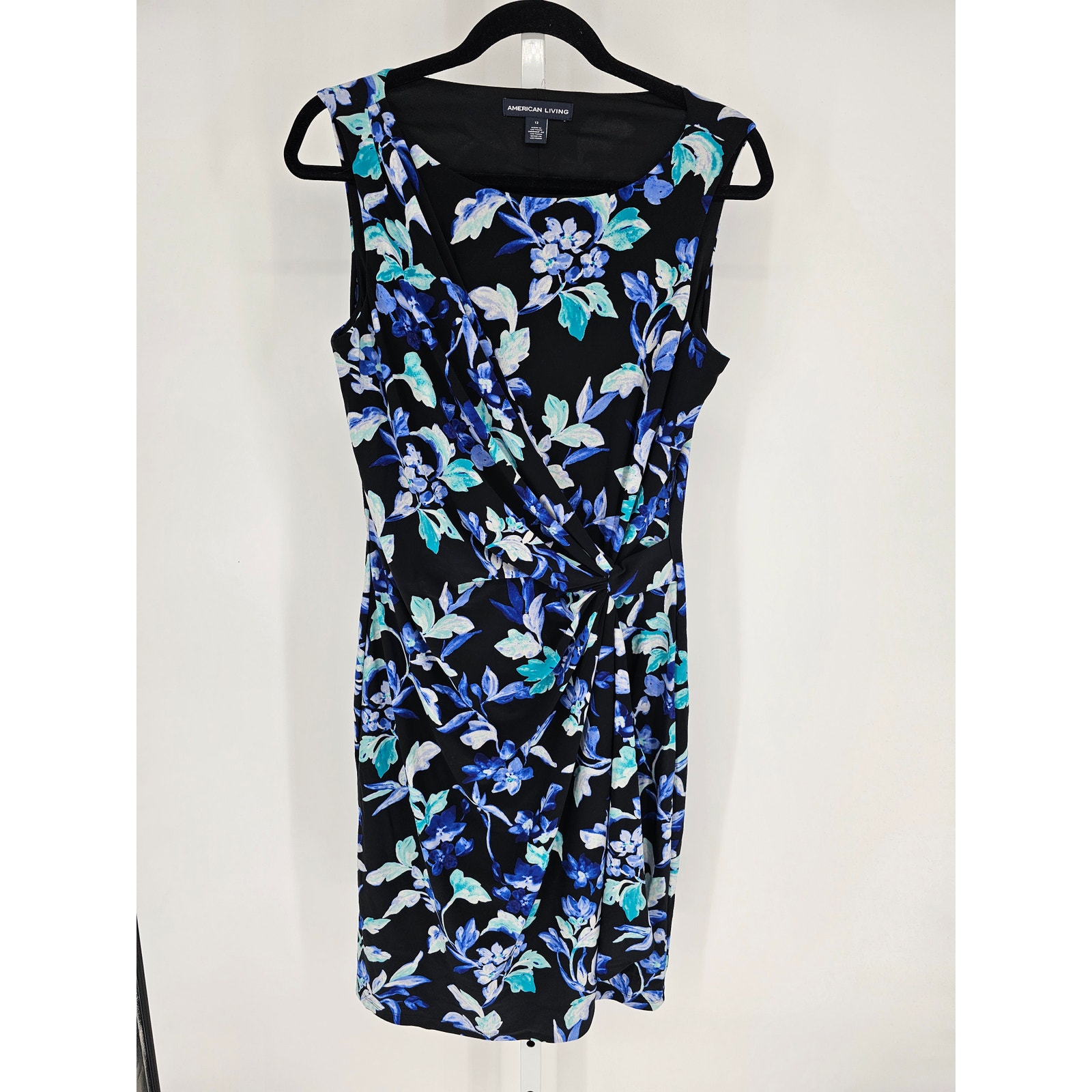 American Living Womens Sz 12 Knee Length Gathered Waist Floral Dress Sheath