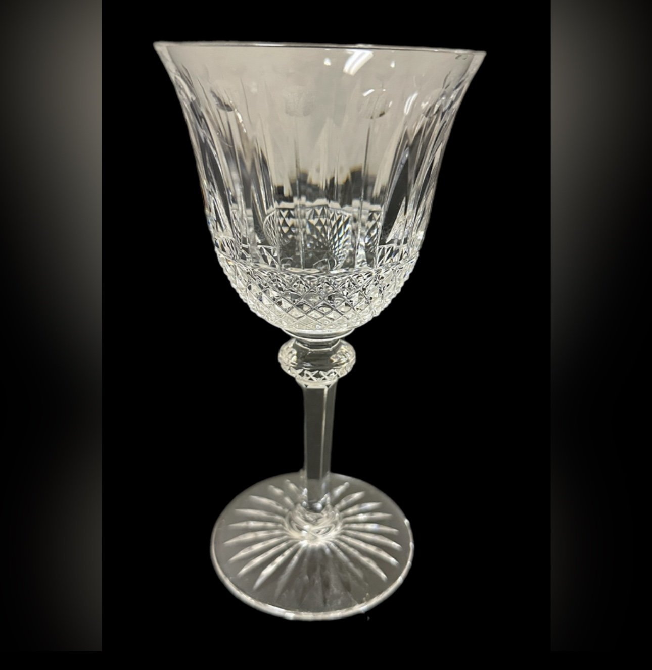 Saint Louis Crystal Tommy Clear Cut To Clear Wine Glass Goblet Signed