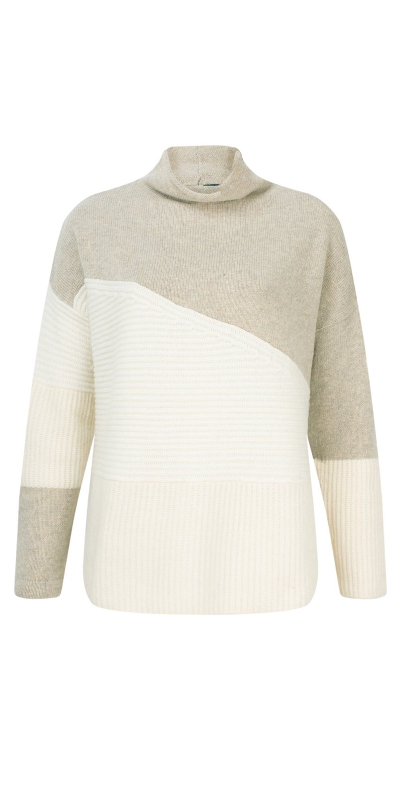 NWT FRENCH CONNECTION Patchwork Tonal High Neck Ladies Jumper