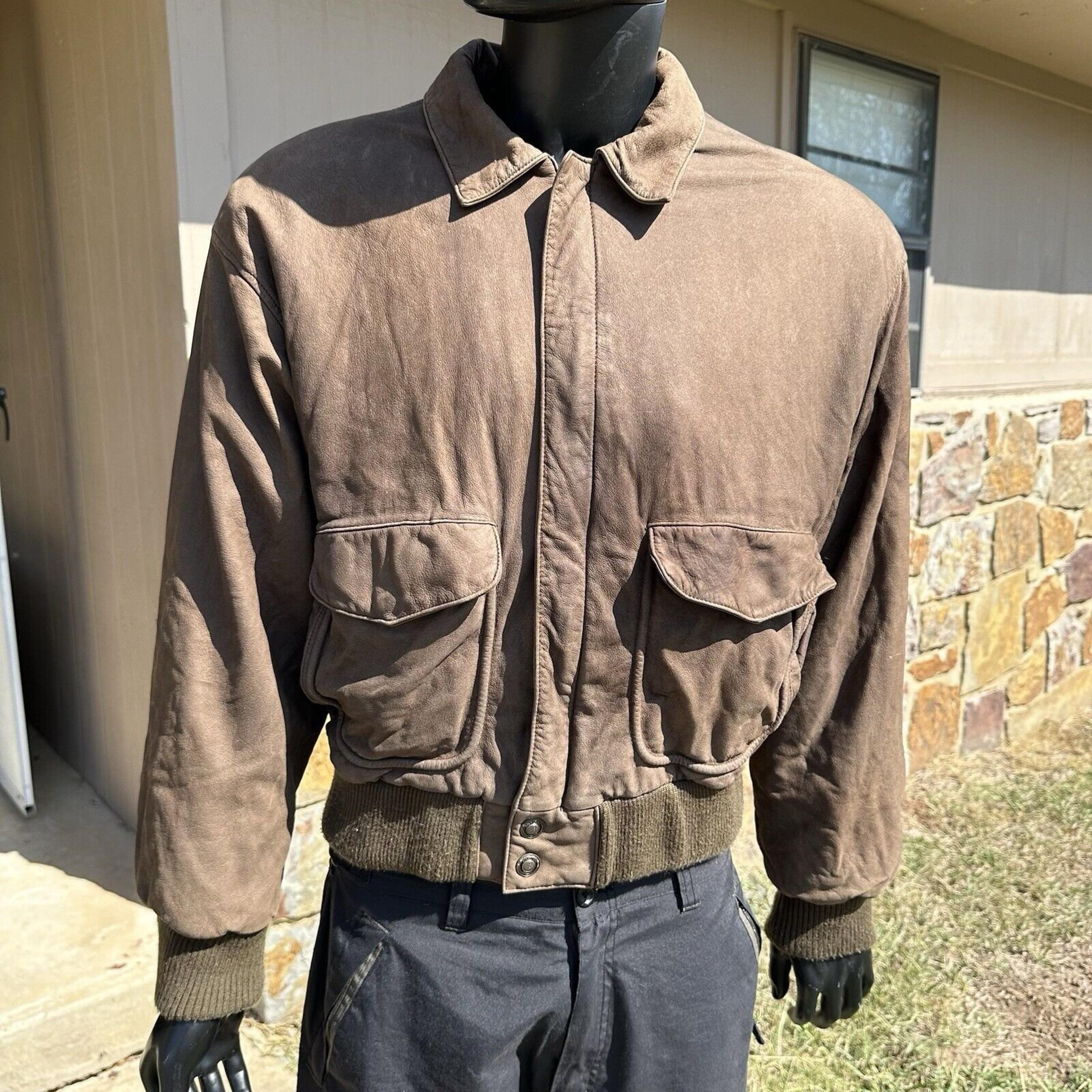 Vintage Adventure Bound Wilson Leather Jacket Mens Large Brown Bomber Aviator