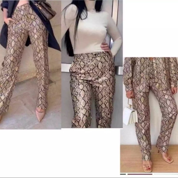 Zara animal Print Faux Leather Pants Size XL Bloggers Fav High Waist