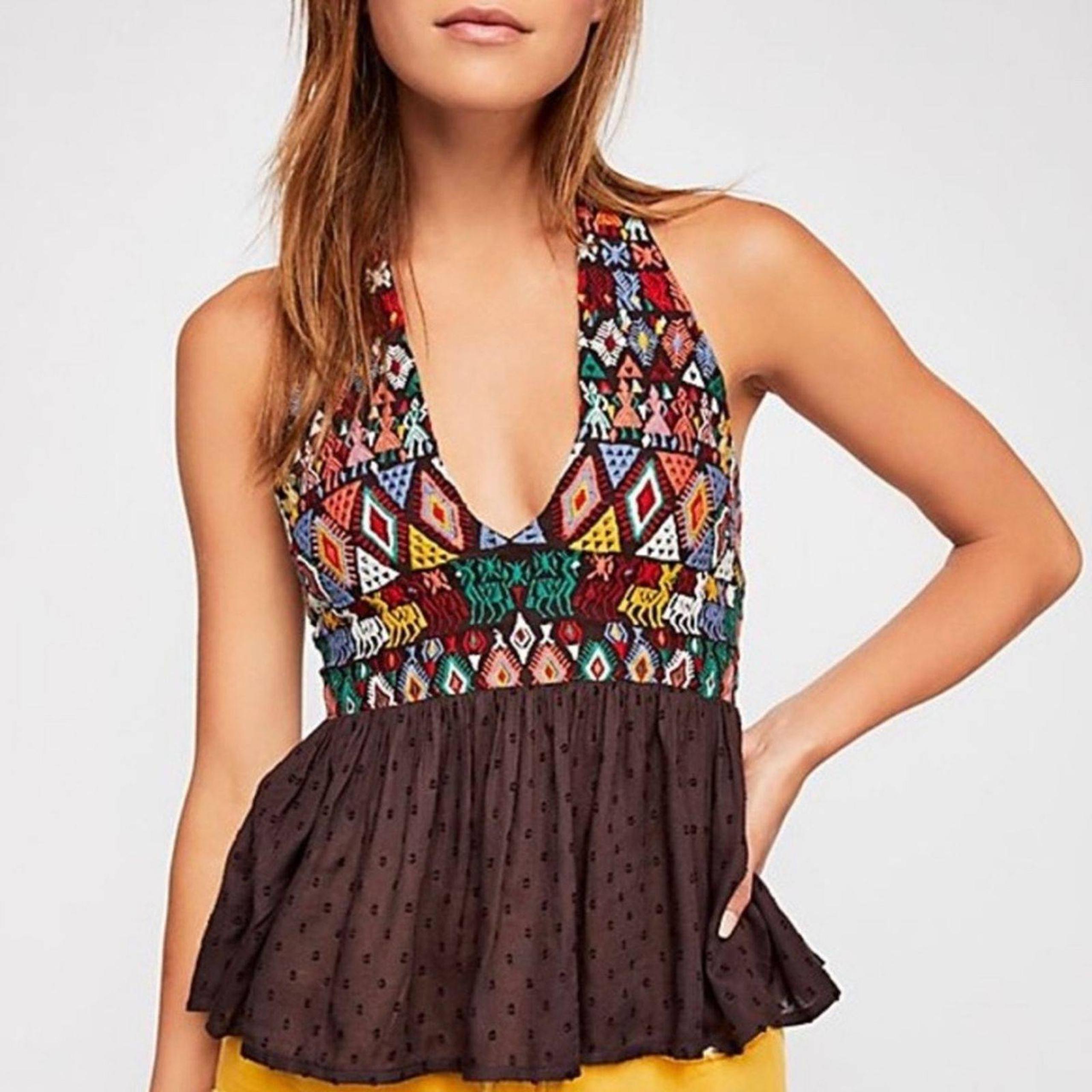 Free People Black Paradise Halter Top