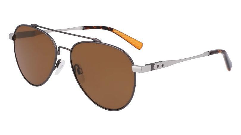New SHINOLA by Flexon SH-2101S 071 Gunmetal & Silver Sunglasses with Brown Lens