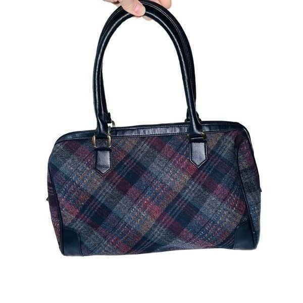 Vintage Valerie Barad Plaid Flannel Satchel Handbag Travel Bag 90's Y2K