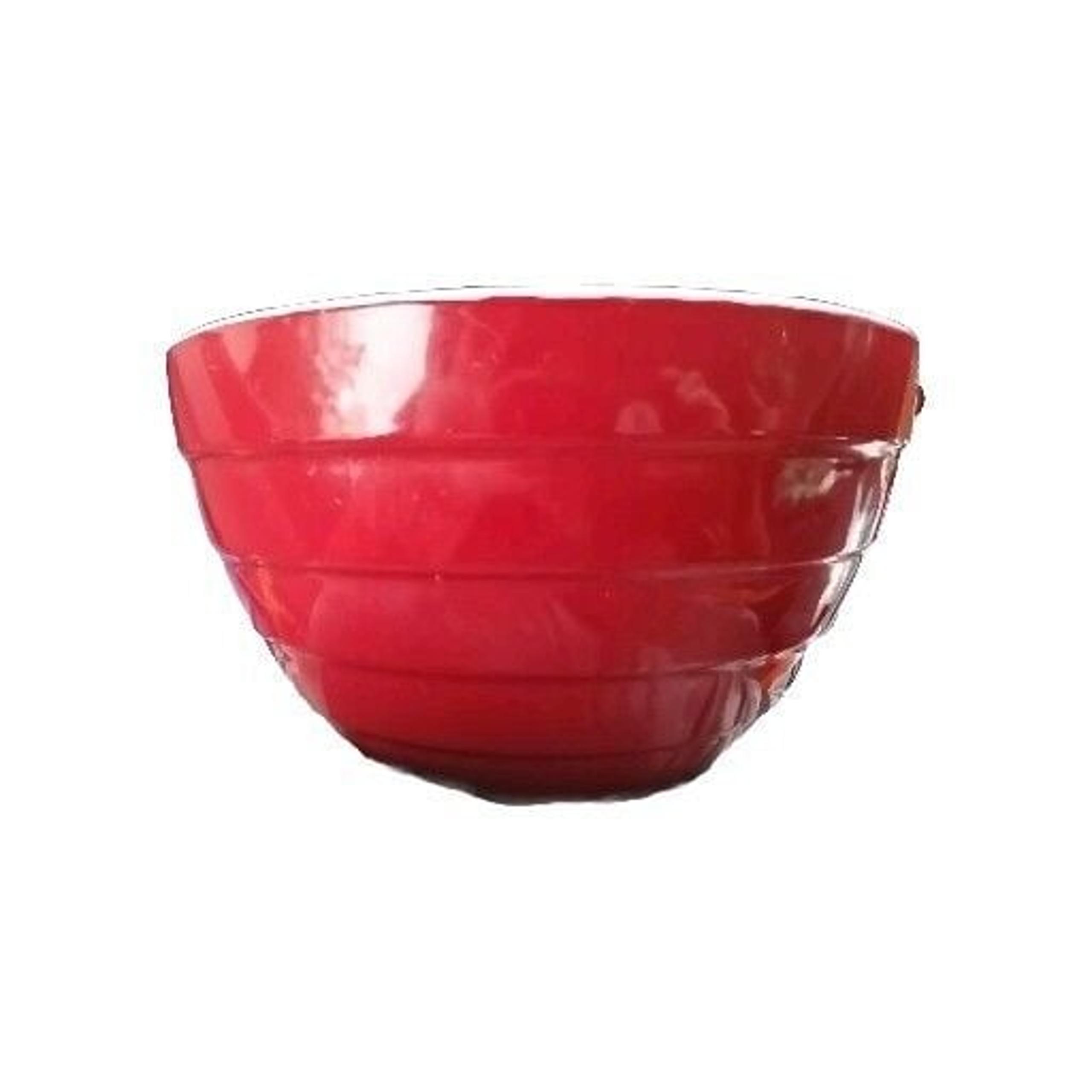 Vintage Beehive Mixing Bowl Anchor Hocking Vitrock Red Milk Glass 9" White Heavy