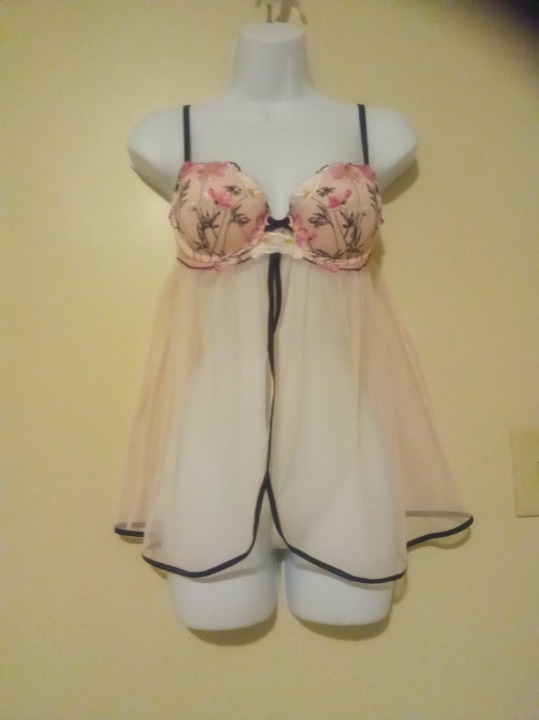 Victoria's Secret Sexy Lacy Teddy Lingerie with Embroidered Flowers 34B