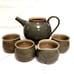Hand Thrown Art Pottery Tea Set 5 Piece Moss Green Glaze Missing Pot Lid Signed