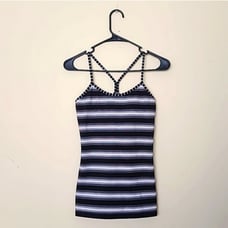 Like New Lululemon Power Y Tank Capilano Striped Black/White Tank top Size XS