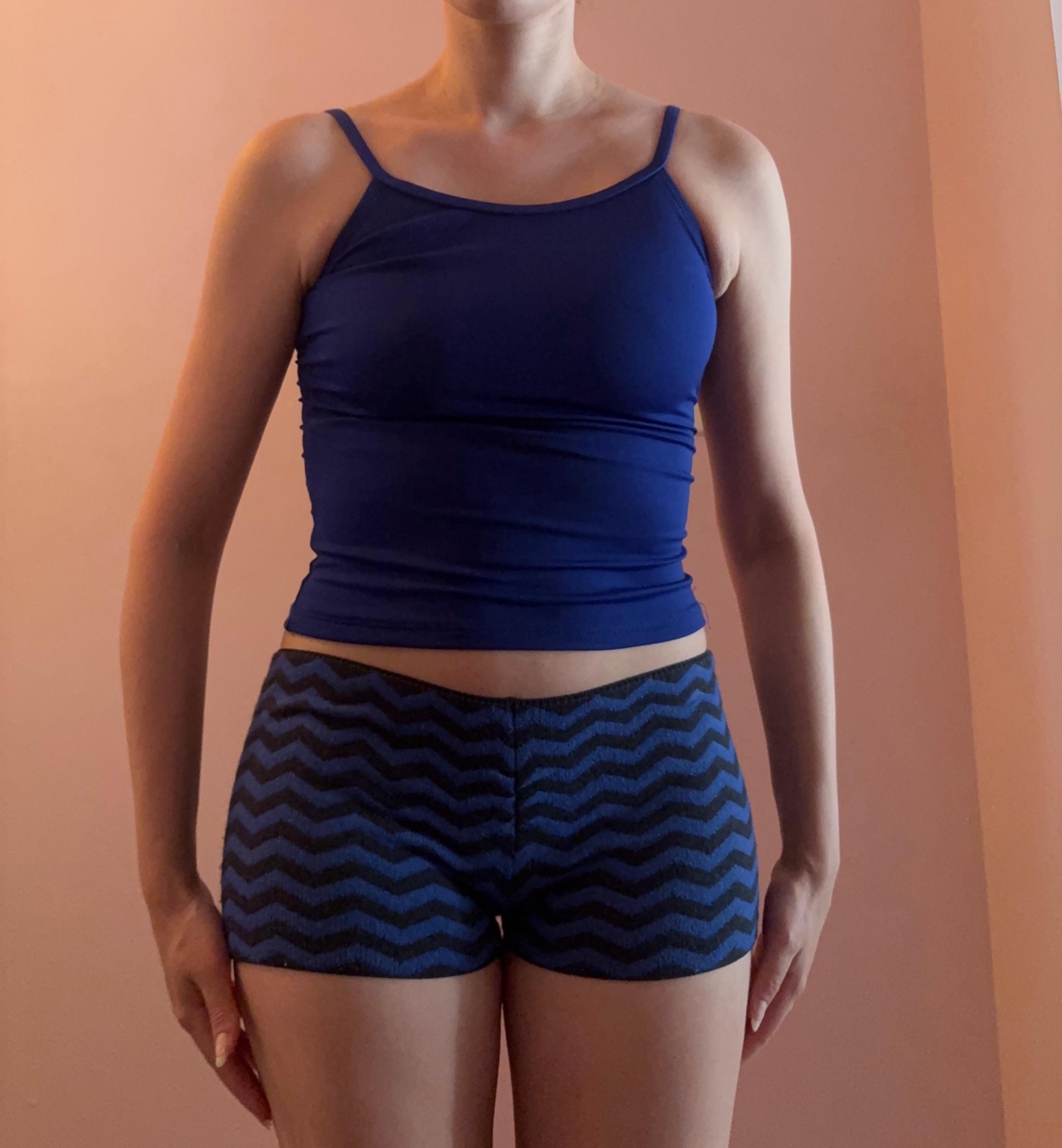 Capezio blue & black knit dance shorts