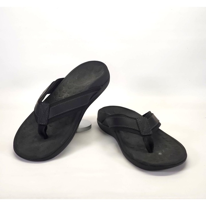 Vionic Men's Black Leather/Wool Tide Toe Post Lightweight Sandal Size 8 1785