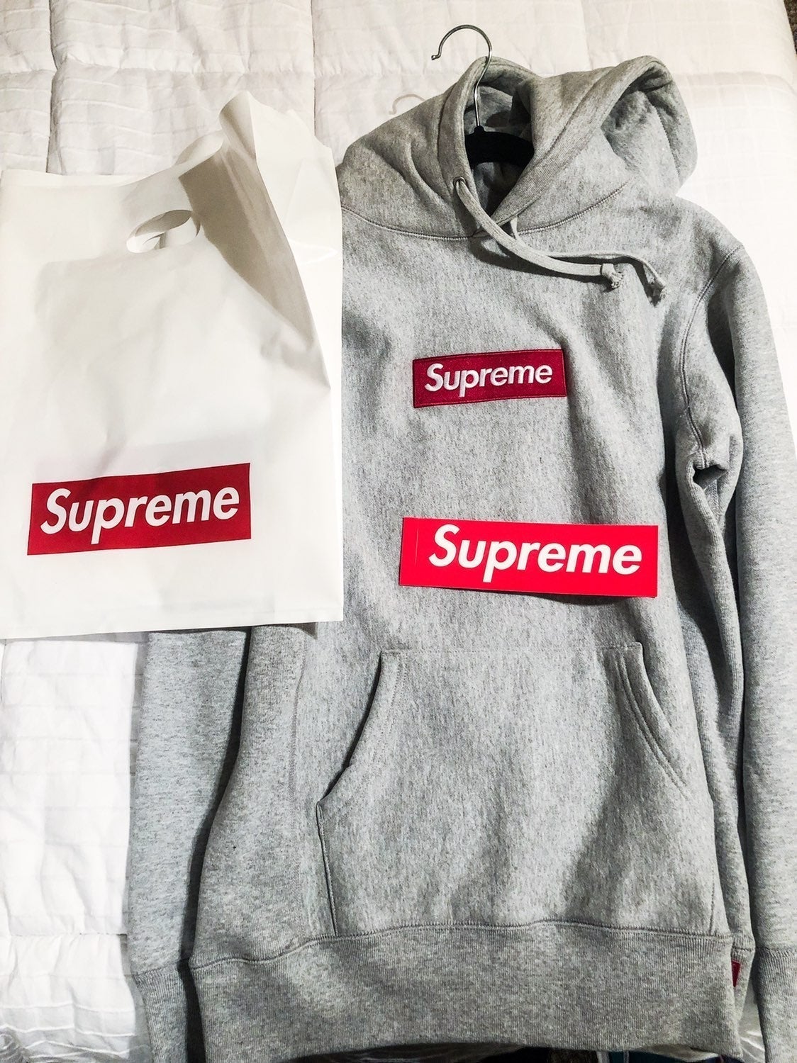 FW16 Grey Supreme Box Logo Hoodie