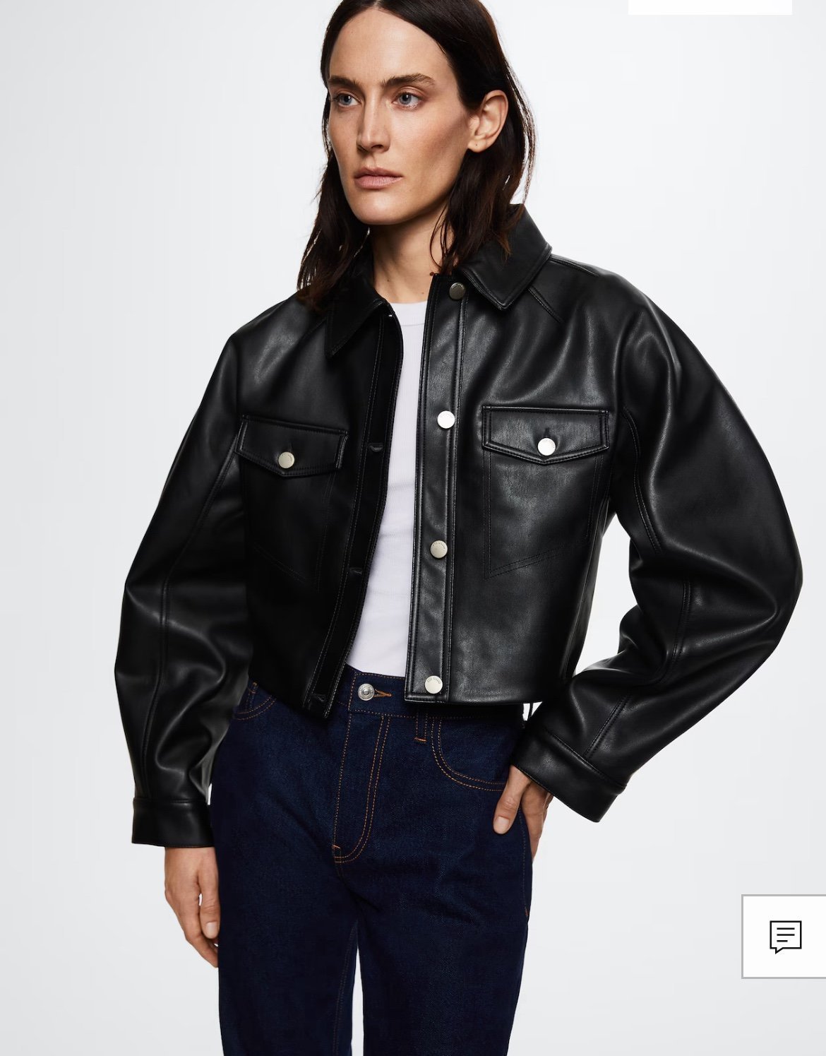 Short Faux Leather Jacket ( MANGO )