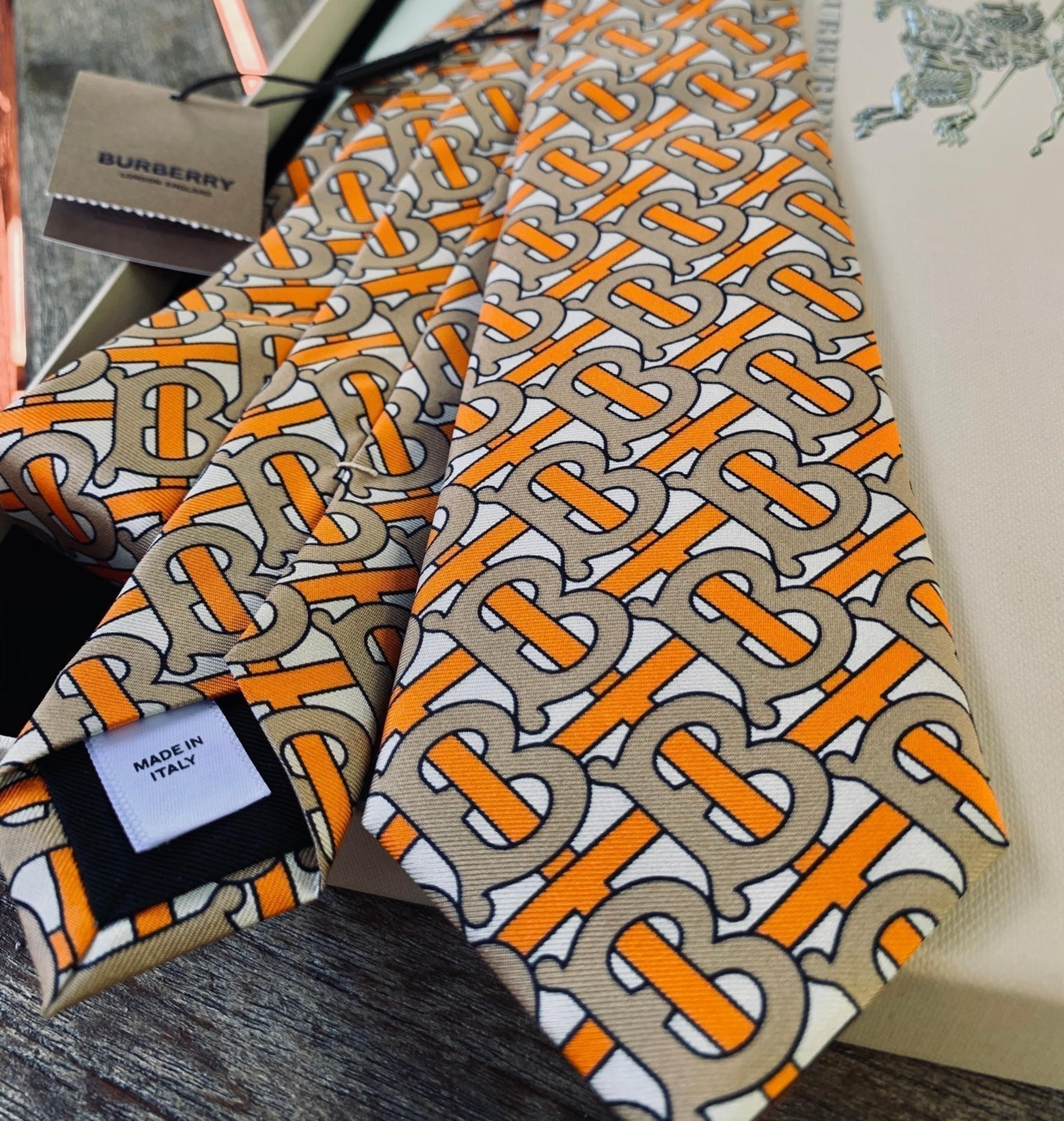 Orange burberry tie Clearance