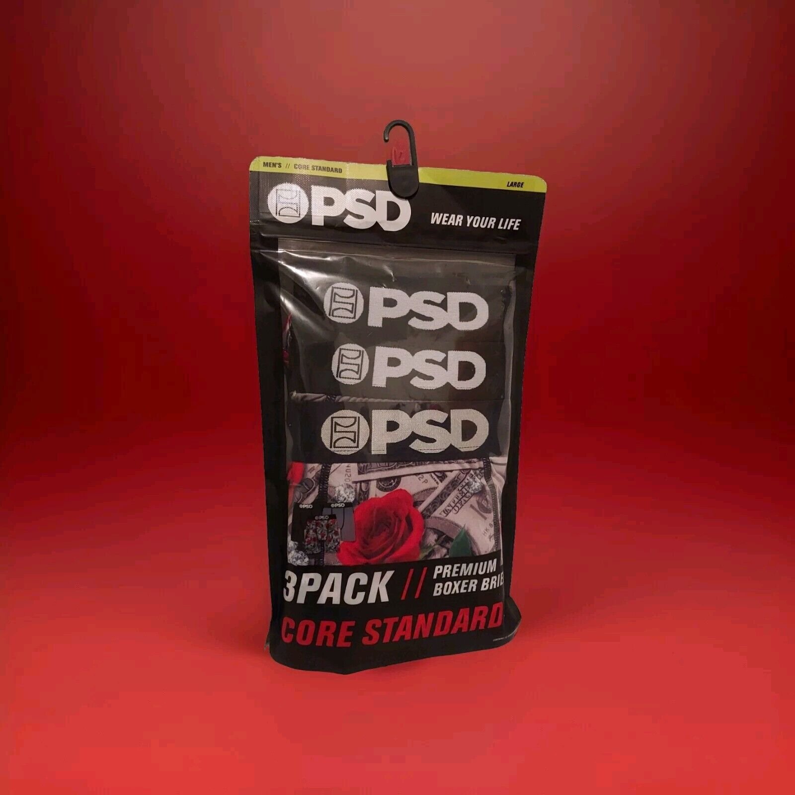 PSD Core Standard Premium 7 inseam Boxer Briefs Cash Roses 3 Pk Sz Large -New