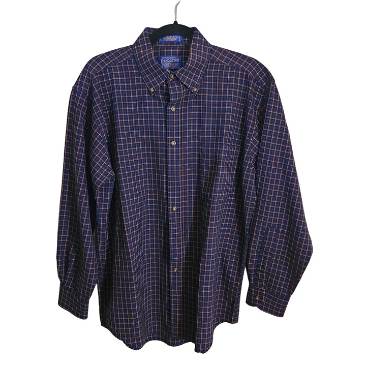 Pendleton Vintage Sir Pendleton Pure Virgin Wool Plaid Button Down Shirt Size M